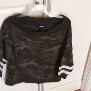 Express camo scoop neck sweater